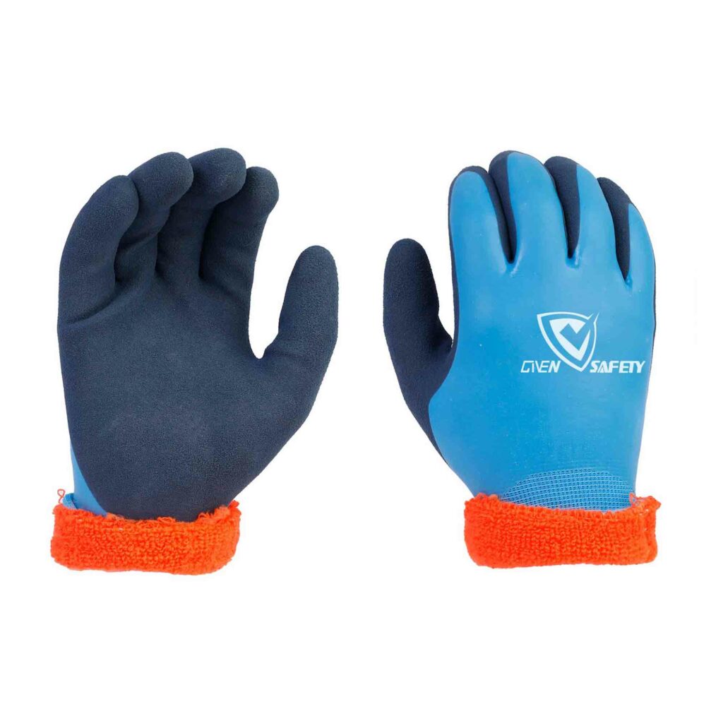 13G latex coated waterproof warm work gloves