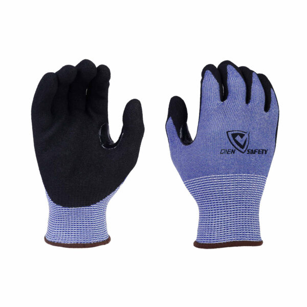 13G sandy nitrile coated ANSI A5 cut resistant work gloves