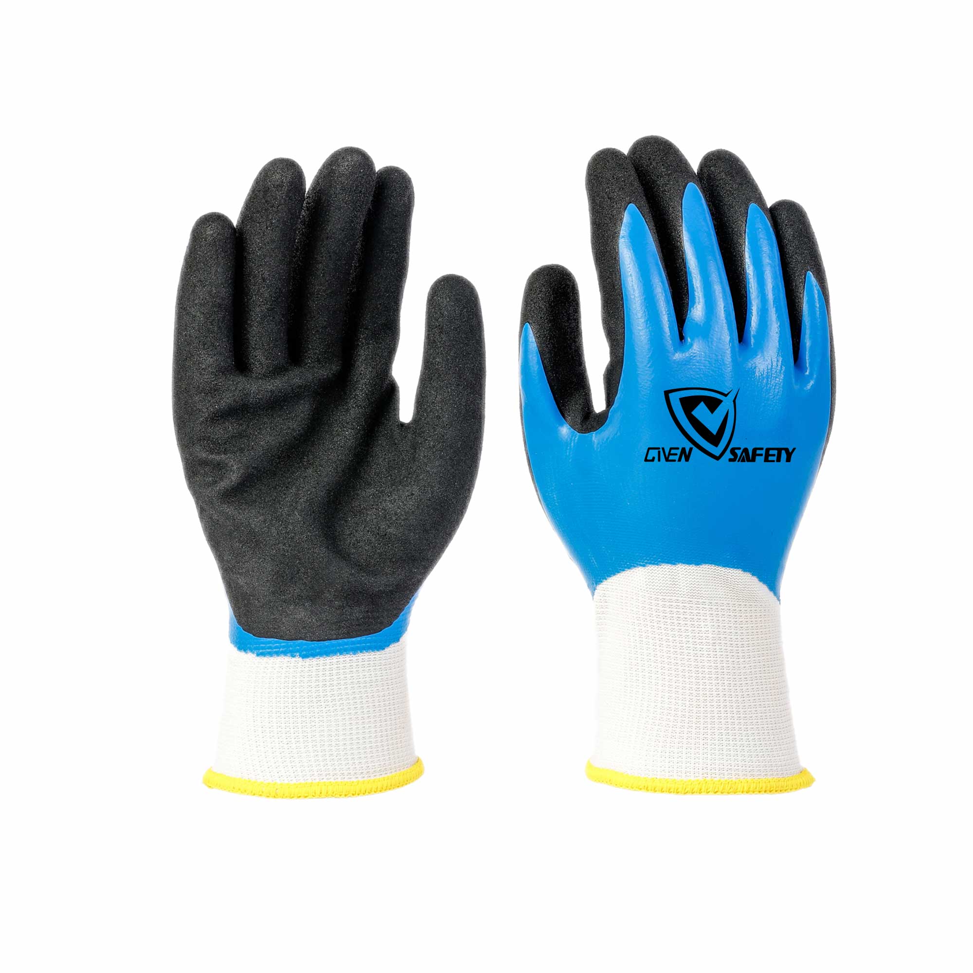 13G sandy nitrile coated waterproof work gloves