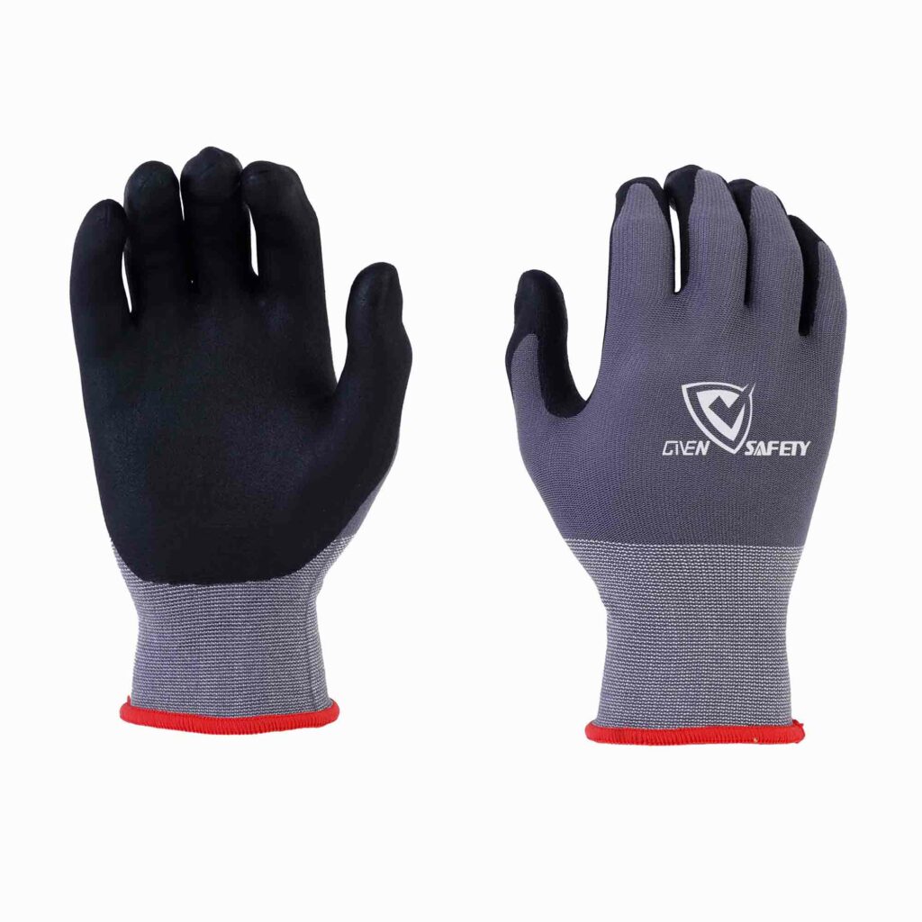 18G nylon+spandex, micro foam nitrile palm coated auto gloves