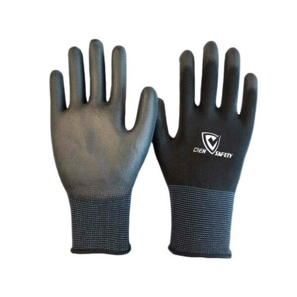 black PU coated garden hand protection gloves