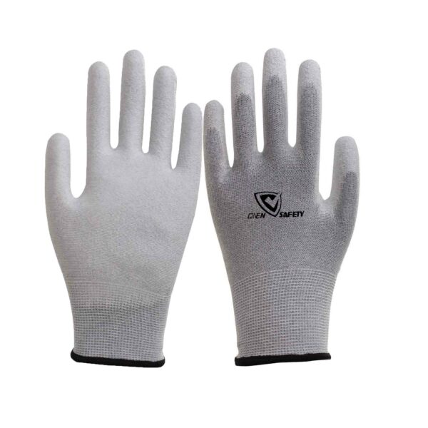 grey PU coated garden work gloves