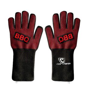 heat resistant silicone BBQ gloves with aramid liner