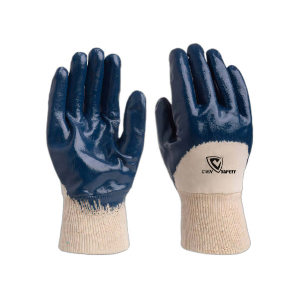 knit cuff nitrile coated chemical proof gloves