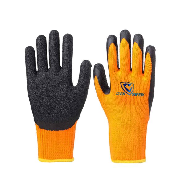 latex crinkle coated winter warm work gloves