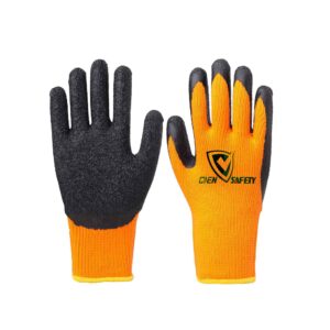 latex crinkle coated winter warm work gloves
