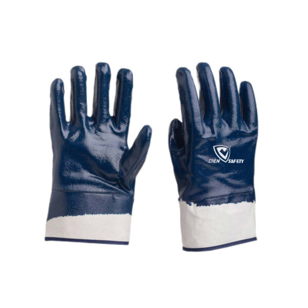 safety cuff nitrile fully coated chemical gloves